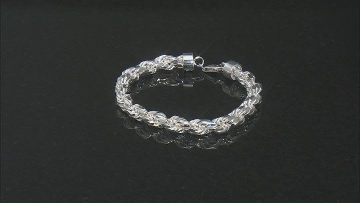 Sterling Silver 8.4mm Rope Link Bracelet Video Thumbnail
