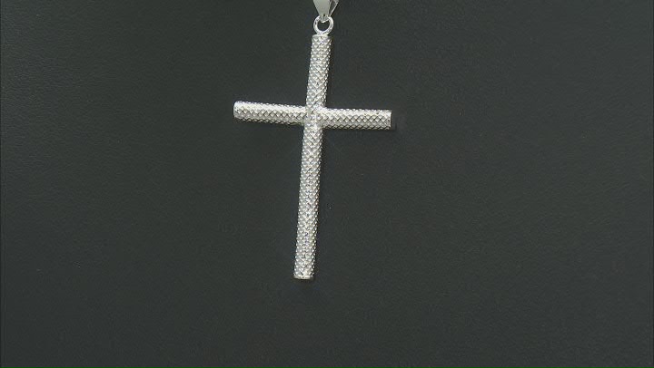 Sterling Silver Diamond-Cut Cross Pendant With 18 Inch Box Chain Video Thumbnail