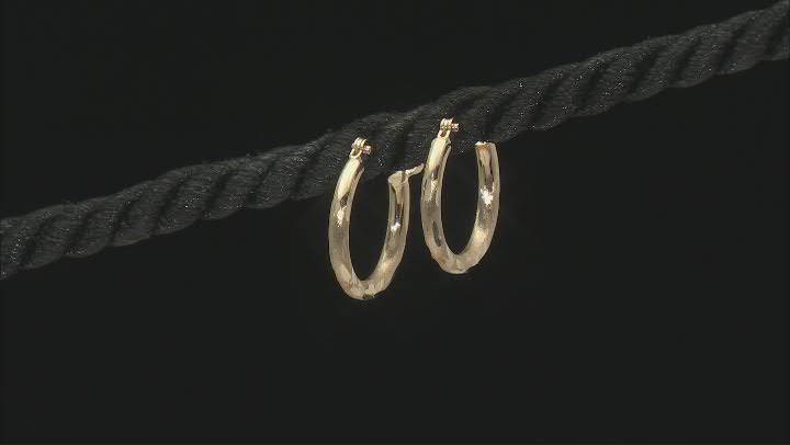 14k Yellow Gold Polished, Diamond-Cut, & Satin Finish 5/8" Hoop Earrings Video Thumbnail