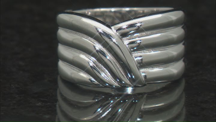 Rhodium Over Sterling Silver Graduated Crossover Ring Video Thumbnail