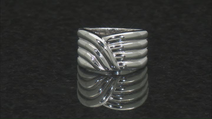 Rhodium Over Sterling Silver Graduated Crossover Ring Video Thumbnail