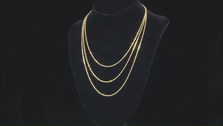 14k Yellow Gold 2mm Solid Diamond-Cut Rope 20 Inch Chain Video Thumbnail
