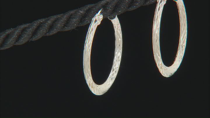 Sterling Silver Diamond-Cut 1" Hoop Earrings Video Thumbnail