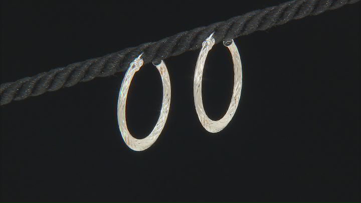 Sterling Silver Diamond-Cut 1" Hoop Earrings Video Thumbnail