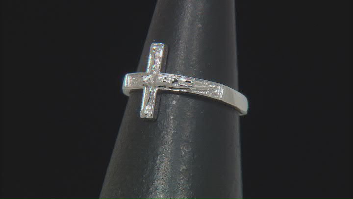Rhodium Over Sterling Silver Crucifix Ring Video Thumbnail