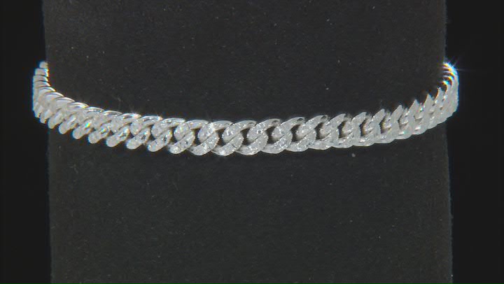 Sterling Silver 5.2mm Textured Cuban Link Bracelet Video Thumbnail