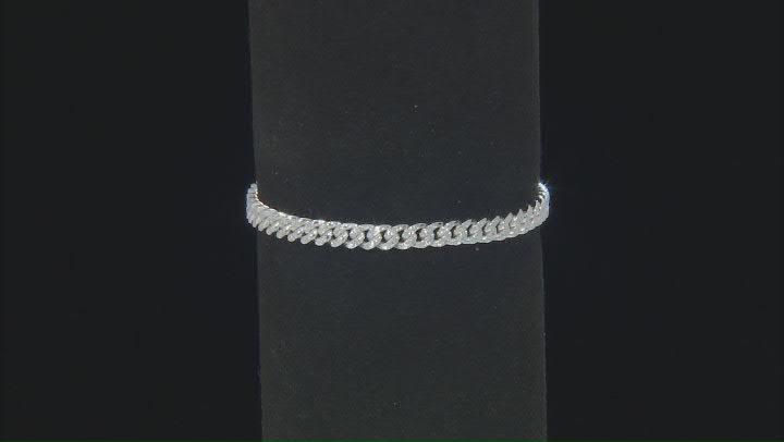 Sterling Silver 5.2mm Textured Cuban Link Bracelet Video Thumbnail