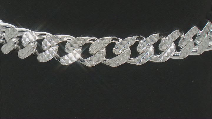 Sterling Silver 8mm Textured Cuban Link Bracelet Video Thumbnail