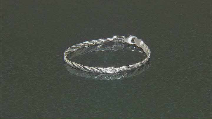 Sterling Silver 4mm Diamond-Cut Braided Herringbone Link Bracelet Video Thumbnail