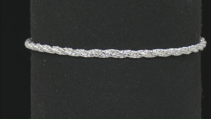 Sterling Silver 2mm Diamond-Cut Twisted Popcorn Link Bracelet Video Thumbnail