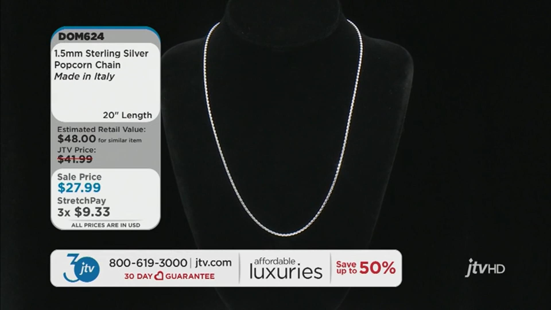 Sterling Silver 1.5mm Popcorn 20 Inch Chain Video Thumbnail