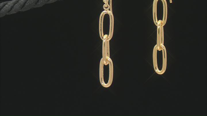 18k Yellow Gold Over Sterling Silver Paperclip Link Dangle Earrings Video Thumbnail