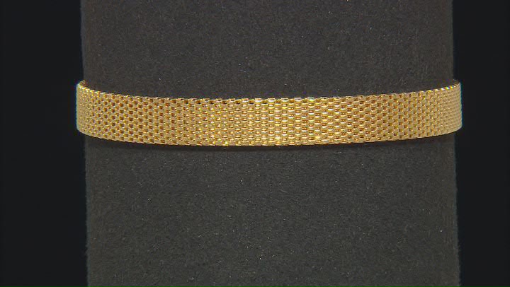 18K Yellow Gold Over Sterling Silver 7mm Flat Popcorn Link Bracelet Video Thumbnail