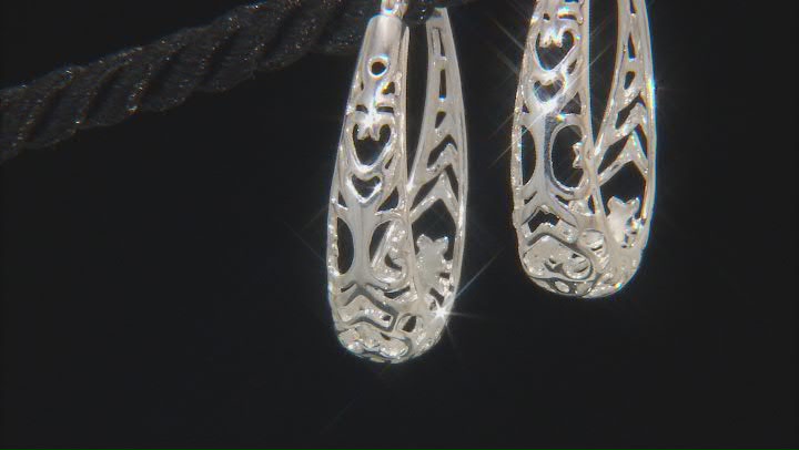 Sterling Silver 1 1/4" Filigree Oval Hoop Earrings Video Thumbnail