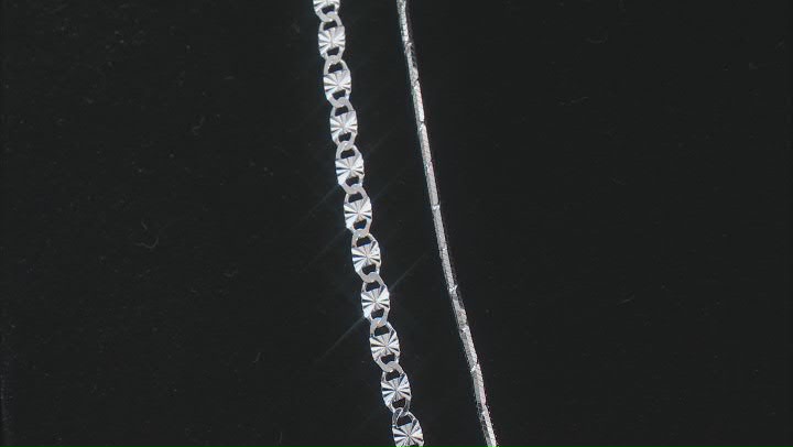 Sterling Silver 0.8mm Diamond-Cut Snake & 2.1mm Sunburst Valentino 20 Inch Chain Set of 2 Video Thumbnail