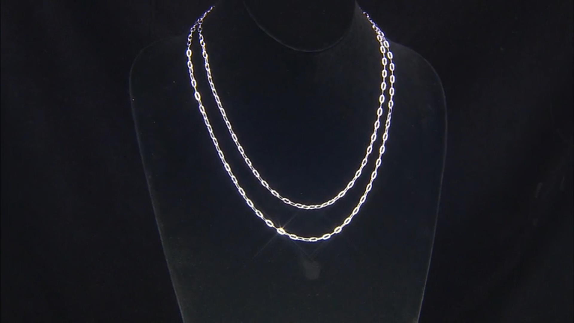 Sterling Silver 3mm Diamond-Cut Sunburst Oval Link 18 & 20 Inch Chain Set of 2 Video Thumbnail
