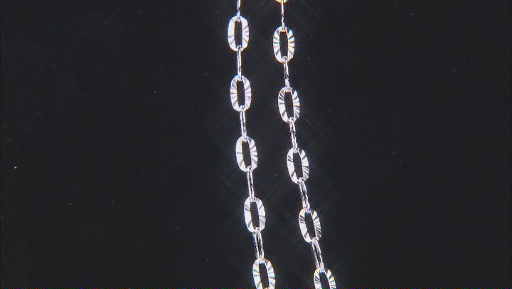 Sterling Silver 3mm Diamond-Cut Sunburst Oval Link 18 & 20 Inch Chain Set of 2 Video Thumbnail