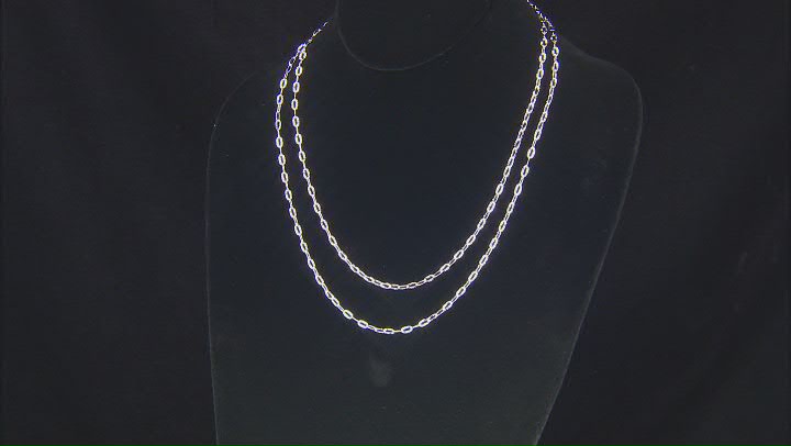Sterling Silver 3mm Diamond-Cut Sunburst Oval Link 18 & 20 Inch Chain Set of 2 Video Thumbnail