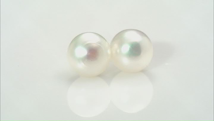 White Cultured Freshwater Pearl Rhodium Over Sterling Stud Earrings Set of 4 Video Thumbnail
