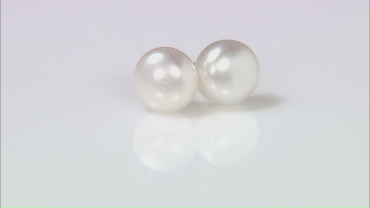 White Cultured Freshwater Pearl Rhodium Over Sterling Stud Earrings Set of 4 Video Thumbnail