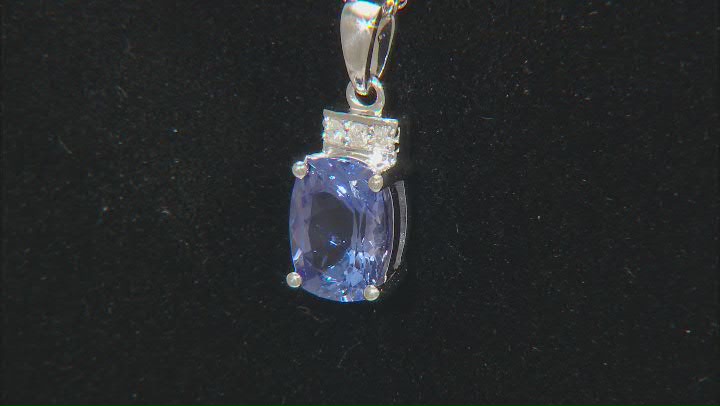 Blue Tanzanite With White Diamond Rhodium Over 10k White Gold Pendant With Chain 1.12ctw Video Thumbnail