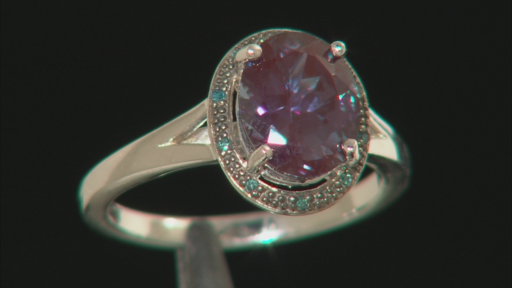 Blue Lab Created Alexandrite Rhodium Over Sterling Silver Ring 2.65ctw Video Thumbnail