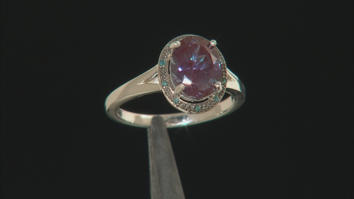 Blue Lab Created Alexandrite Rhodium Over Sterling Silver Ring 2.65ctw Video Thumbnail
