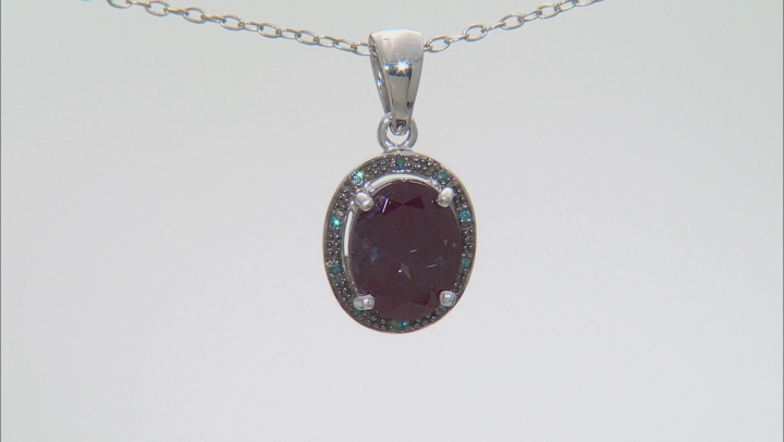 Blue Lab Created Alexandrite Rhodium Over Sterling Silver Pendant With Chain 2.65ctw Video Thumbnail