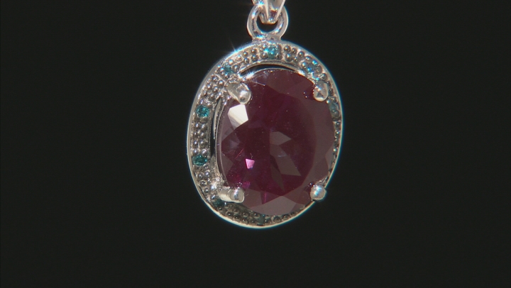 Blue Lab Created Alexandrite Rhodium Over Sterling Silver Pendant With Chain 2.65ctw Video Thumbnail