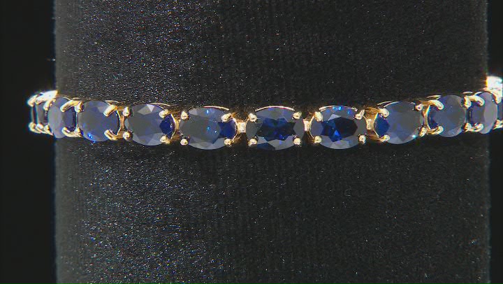 Blue Lab Created Sapphire 18k Yellow Gold Over Silver Bracelet 18.91ctw Video Thumbnail