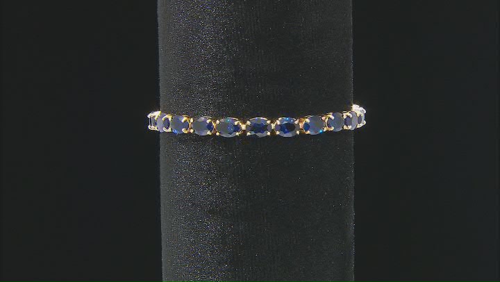 Blue Lab Created Sapphire 18k Yellow Gold Over Silver Bracelet 18.91ctw Video Thumbnail