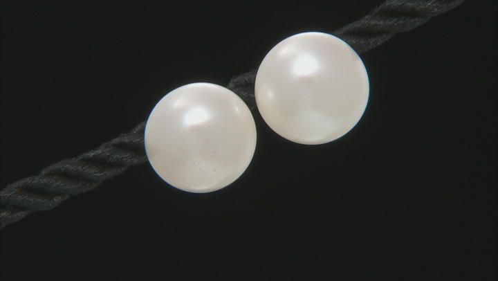 White Cultured Freshwater Pearl 14-15mm 14k Yellow Gold Stud Earrings Video Thumbnail