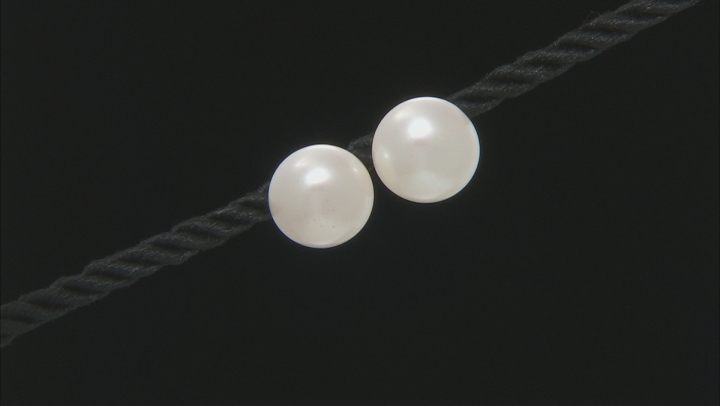 White Cultured Freshwater Pearl 14-15mm 14k Yellow Gold Stud Earrings Video Thumbnail