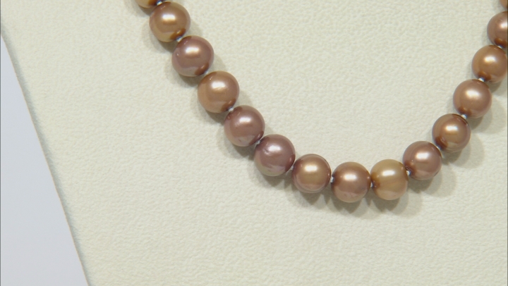 Mahogany Color Cultured Freshwater Pearl Rhodium Over Sterling Silver 18 Inch Strand Necklace Video Thumbnail