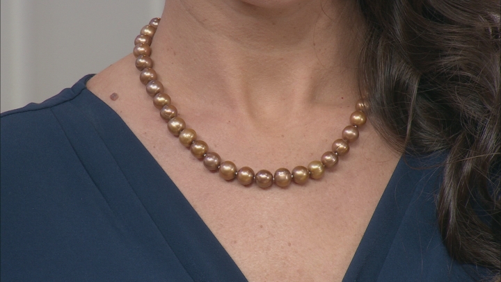 Mahogany Color Cultured Freshwater Pearl Rhodium Over Sterling Silver 18 Inch Strand Necklace Video Thumbnail