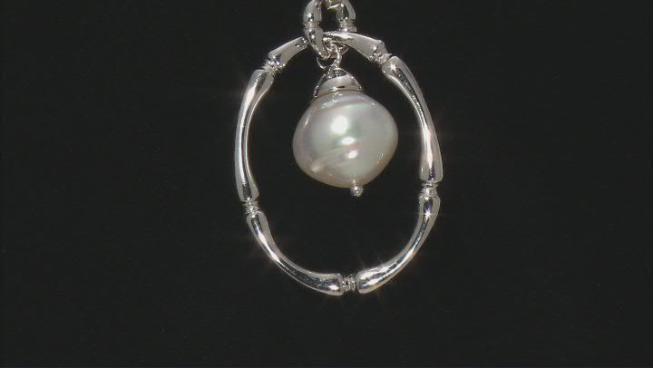 White Cultured South Sea Pearl Rhodium Over Sterling Silver Pendant With Chain Video Thumbnail