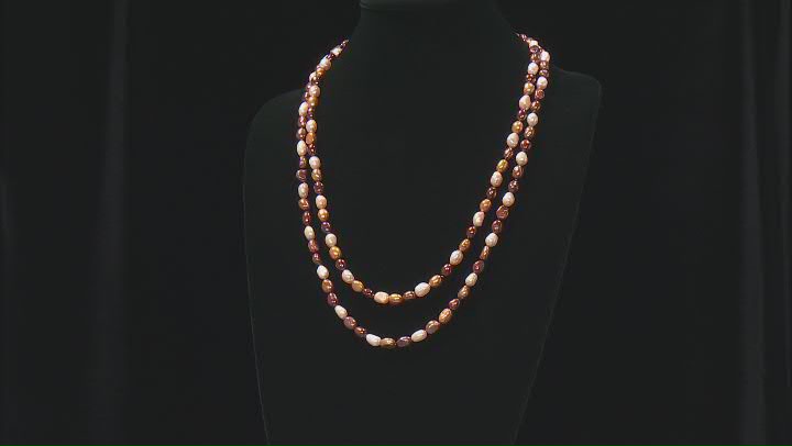 Multi-Color Cultured Freshwater Pearl Endless Strand Necklace Video Thumbnail