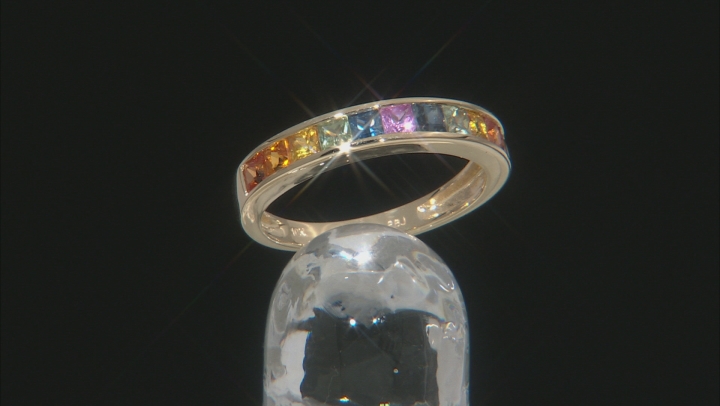 Multi-Color Sapphire 10k Yellow Gold Band Ring 1.22ctw Video Thumbnail