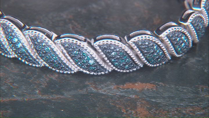 Blue Diamond Rhodium Over Sterling Silver Tennis Bracelet 1.70ctw Video Thumbnail