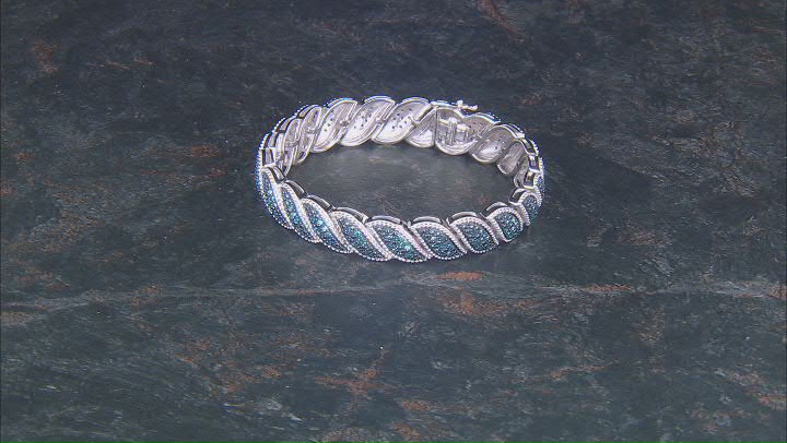 Blue Diamond Rhodium Over Sterling Silver Tennis Bracelet 1.70ctw Video Thumbnail