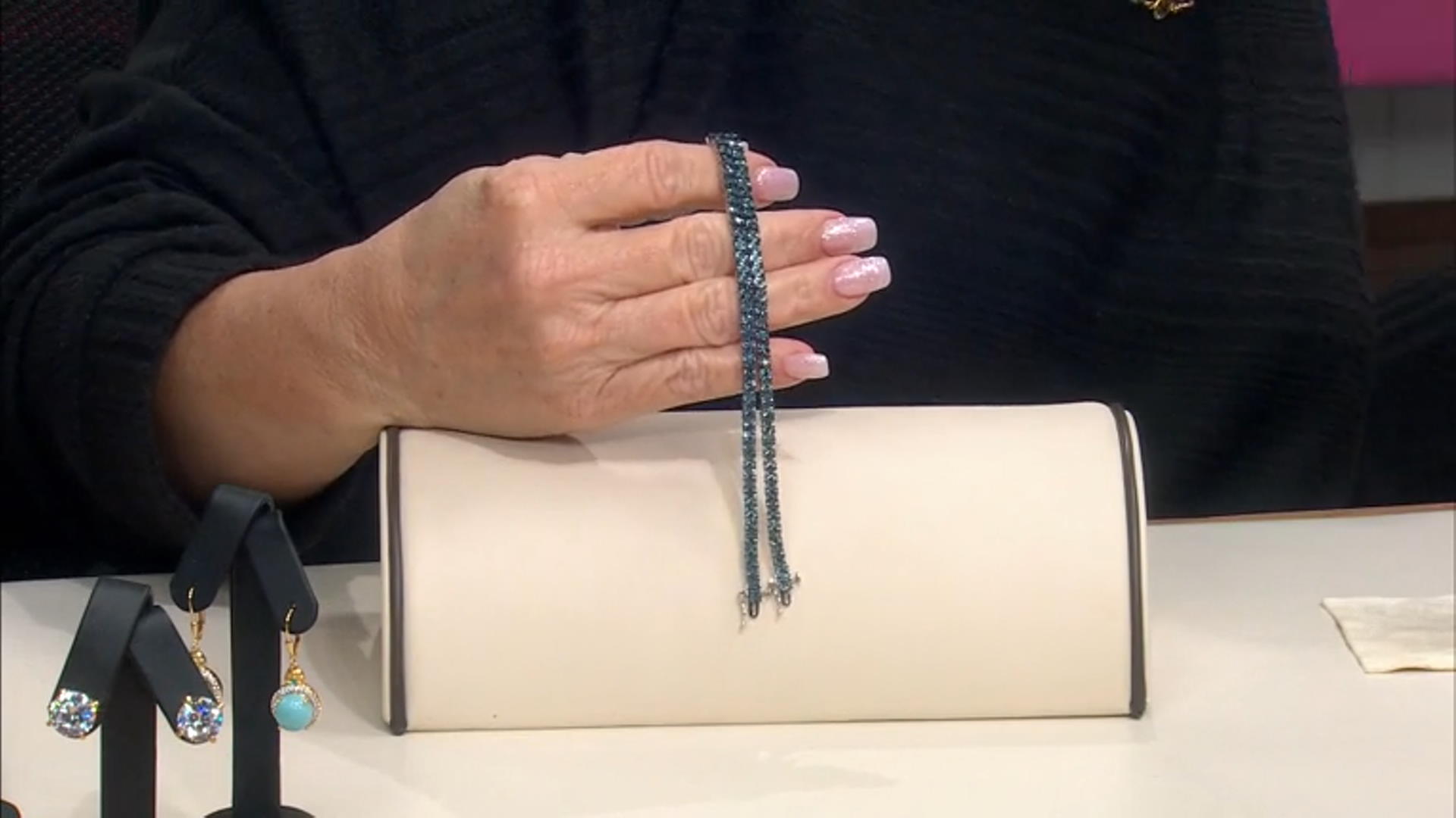 Blue Diamond Rhodium Over Sterling Silver Tennis Bracelet 1.00ctw Video Thumbnail