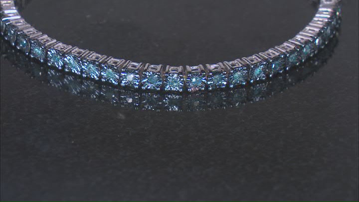 Blue Diamond Rhodium Over Sterling Silver Tennis Bracelet 1.00ctw Video Thumbnail