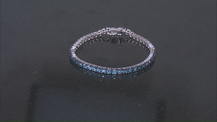 Blue Diamond Rhodium Over Sterling Silver Tennis Bracelet 1.00ctw Video Thumbnail