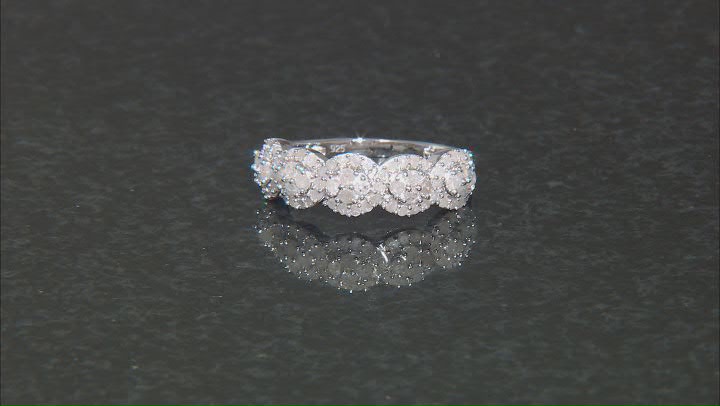 White Diamond Rhodium Over Sterling Silver Band Ring 1.00ctw Video Thumbnail