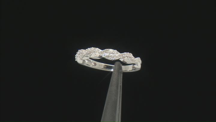 White Diamond Rhodium Over Sterling Silver Crossover Band Ring 0.40ctw Video Thumbnail
