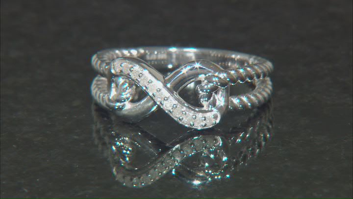 White Diamond Rhodium Over Sterling Silver Infinity Ring 0.10ctw Video Thumbnail