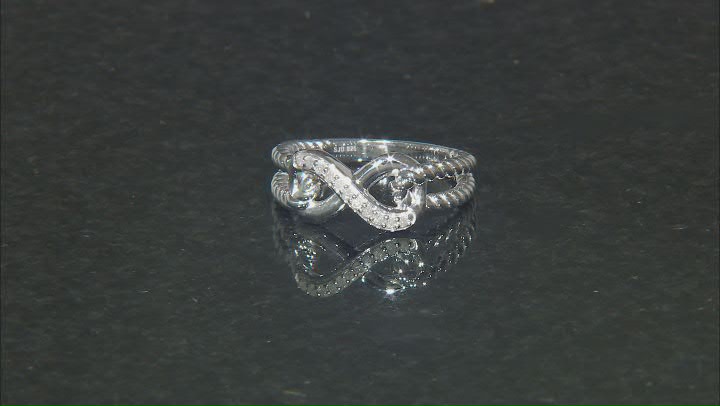 White Diamond Rhodium Over Sterling Silver Infinity Ring 0.10ctw Video Thumbnail