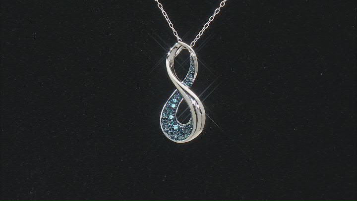 Blue Diamond Accent Rhodium Over Sterling Silver Slide Pendant With 18" Cable Chain Video Thumbnail