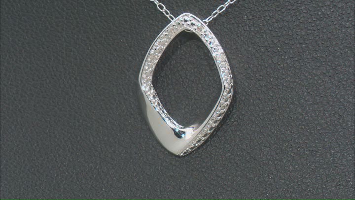 White Diamond Accent Rhodium Over Sterling Silver Slide Pendant With 18" Cable Chain Video Thumbnail