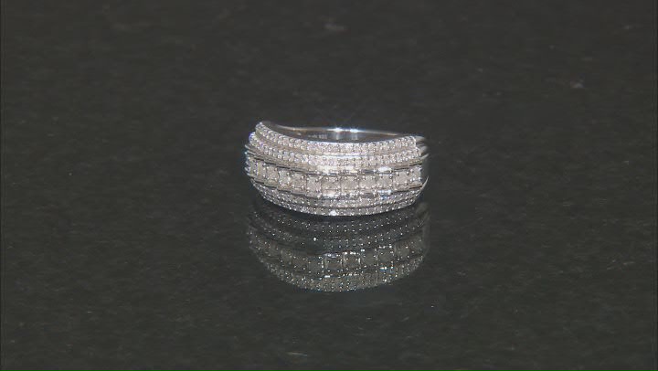 White Diamond Rhodium Over Sterling Silver Band Ring 0.60ctw Video Thumbnail